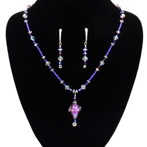 Purple & Fuchsia Dichroic Glass Conch Shell Set